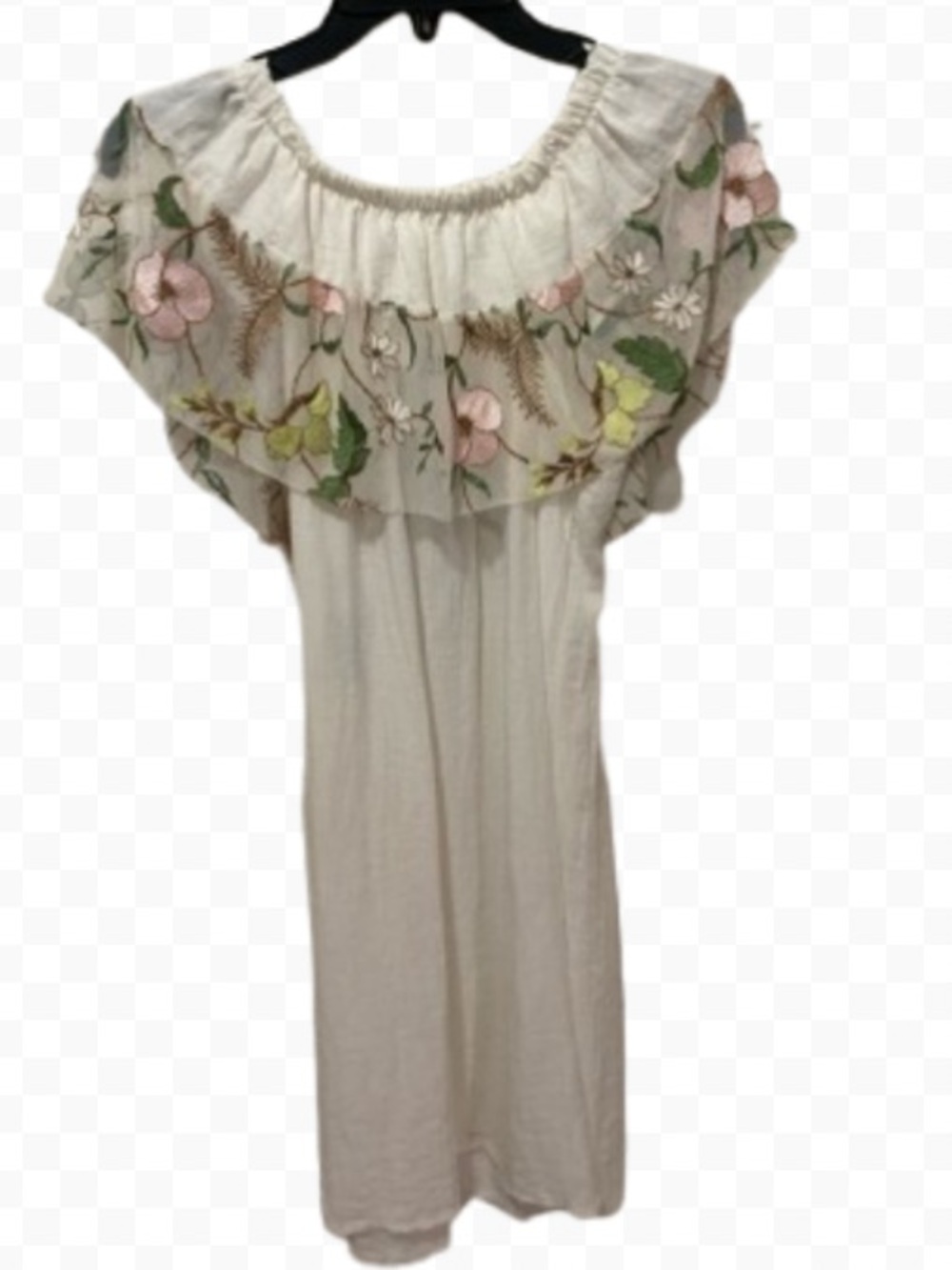 Shyloh Embroidered Off-Shoulder White Maxi Dress Ruffled Neckline Boho Style